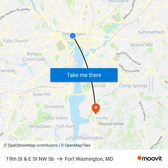 19th St & E St NW Sb to Fort Washington, MD map