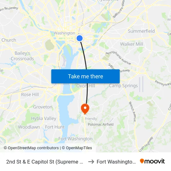 2nd St & E Capitol St (Supreme Court) Sb to Fort Washington, MD map