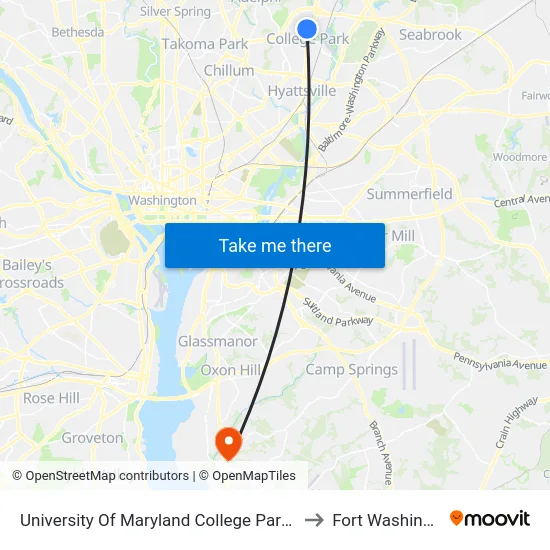 University Of Maryland College Park (Stadium Dr.) Nb to Fort Washington, MD map