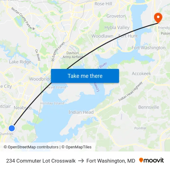 234 Commuter Lot Crosswalk to Fort Washington, MD map