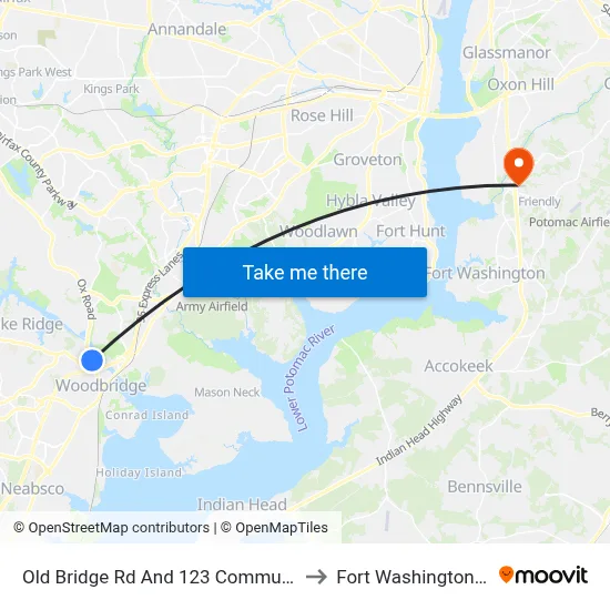 Old Bridge Rd And 123 Commuter Lot to Fort Washington, MD map
