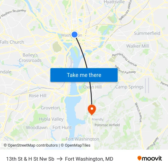 13th St & H St Nw Sb to Fort Washington, MD map