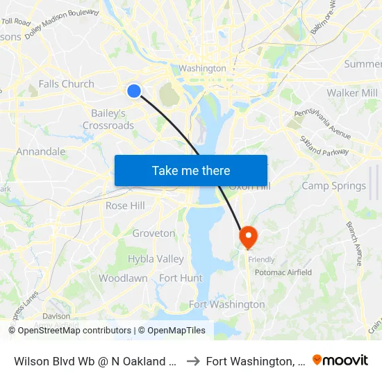 Wilson Blvd Wb @ N Oakland St FS to Fort Washington, MD map