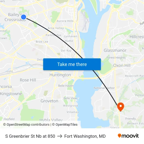 S Greenbrier St Nb at 850 to Fort Washington, MD map