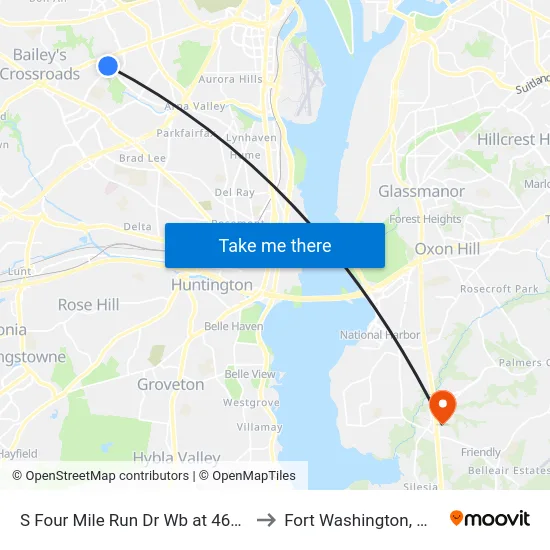 S Four Mile Run Dr Wb at 4600 to Fort Washington, MD map