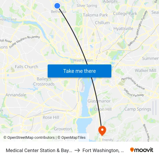 Medical Center Station  & Bay E to Fort Washington, MD map