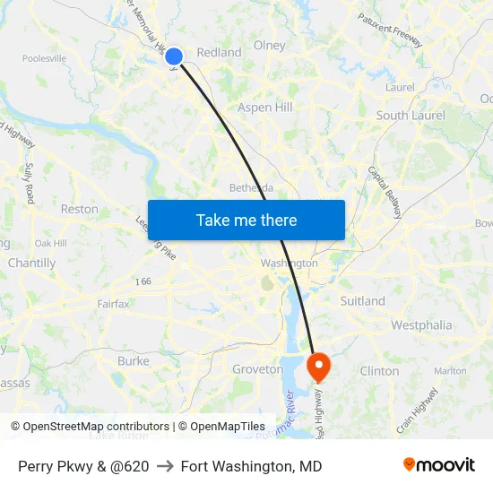 Perry Pkwy & @620 to Fort Washington, MD map