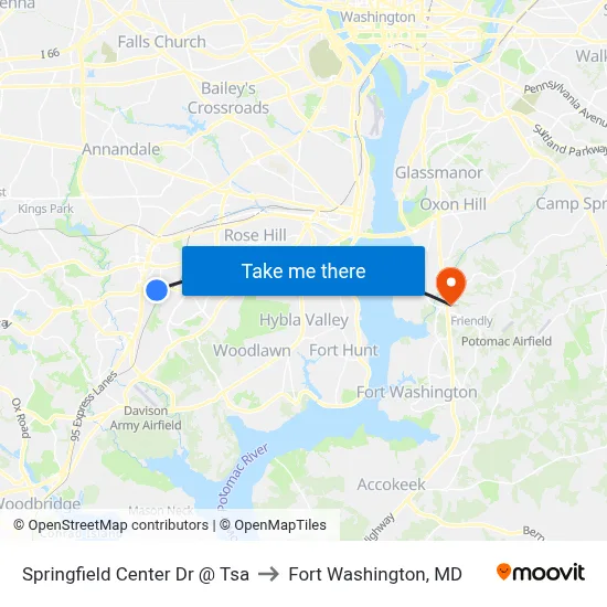 Springfield Center Dr @ Tsa to Fort Washington, MD map