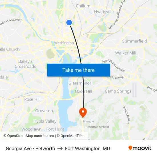Georgia Ave - Petworth to Fort Washington, MD map