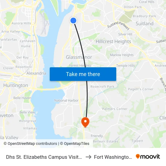 Dhs St. Elizabeths Campus Visitor Center to Fort Washington, MD map