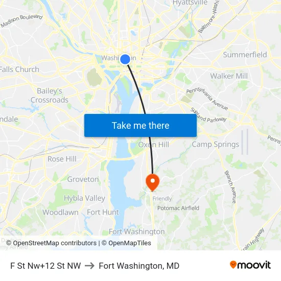 F St Nw+12 St NW to Fort Washington, MD map