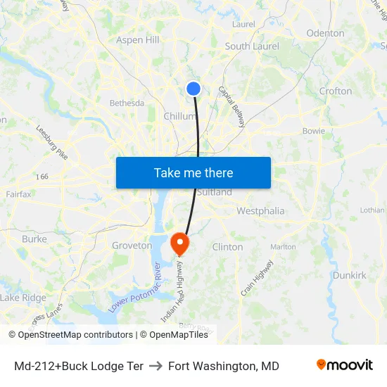 Md-212+Buck Lodge Ter to Fort Washington, MD map