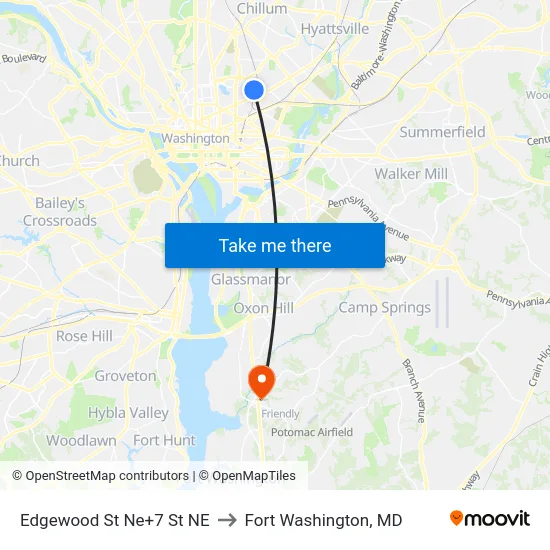 Edgewood St Ne+7 St NE to Fort Washington, MD map