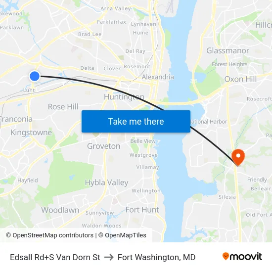 Edsall Rd+S Van Dorn St to Fort Washington, MD map