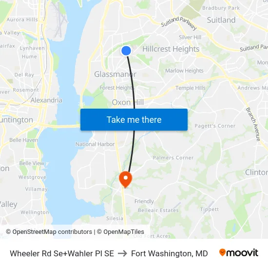 Wheeler Rd Se+Wahler Pl SE to Fort Washington, MD map