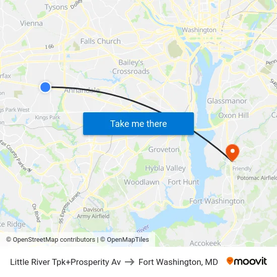 Little River Tpk+Prosperity Av to Fort Washington, MD map