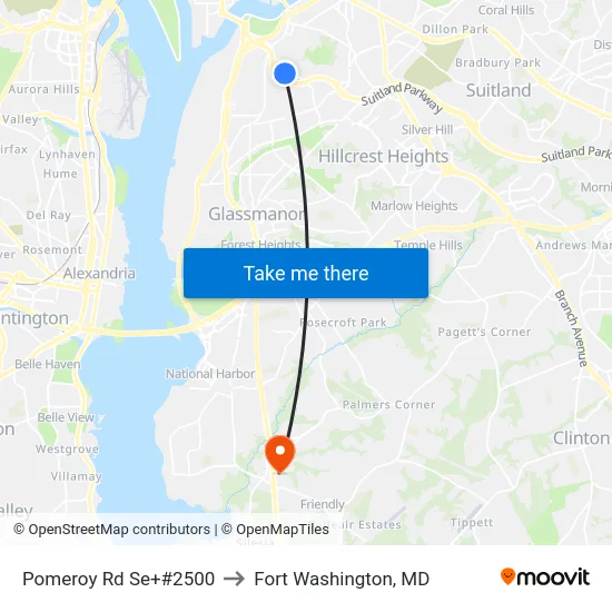 Pomeroy Rd Se+#2500 to Fort Washington, MD map