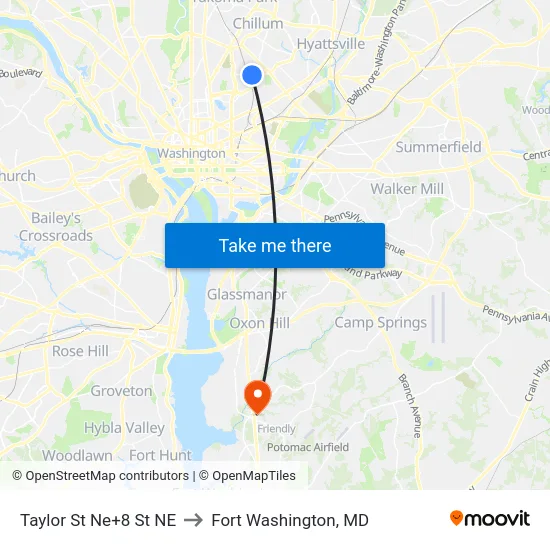 Taylor St Ne+8 St NE to Fort Washington, MD map