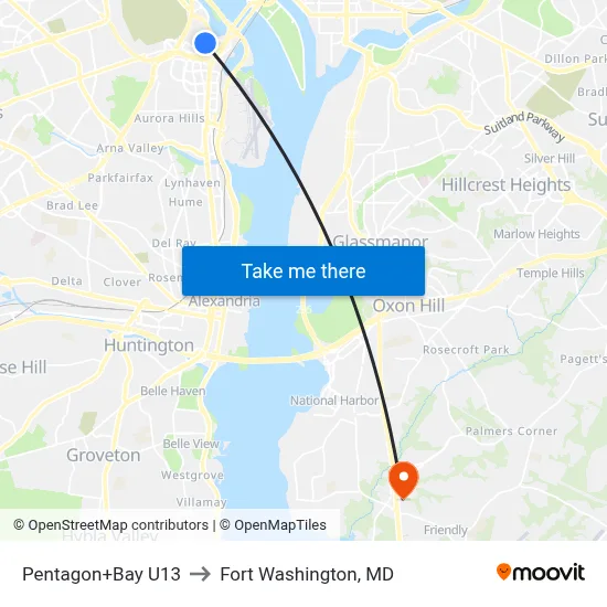 Pentagon+Bay U13 to Fort Washington, MD map