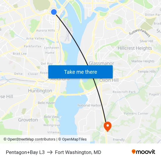 Pentagon+Bay L3 to Fort Washington, MD map
