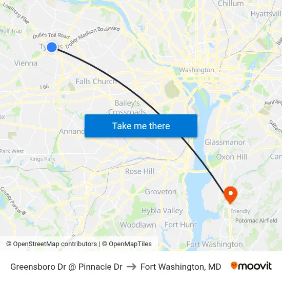Greensboro Dr @ Pinnacle Dr to Fort Washington, MD map