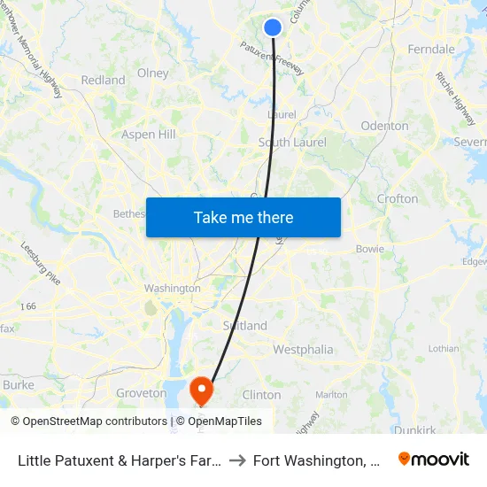 Little Patuxent & Harper's Farm to Fort Washington, MD map