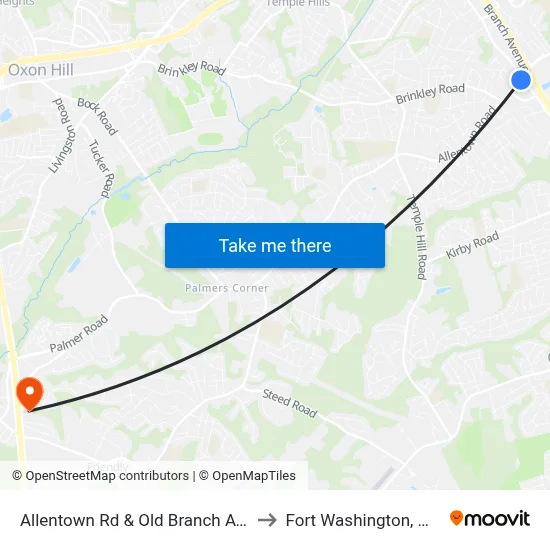 Allentown Rd & Old Branch Ave to Fort Washington, MD map