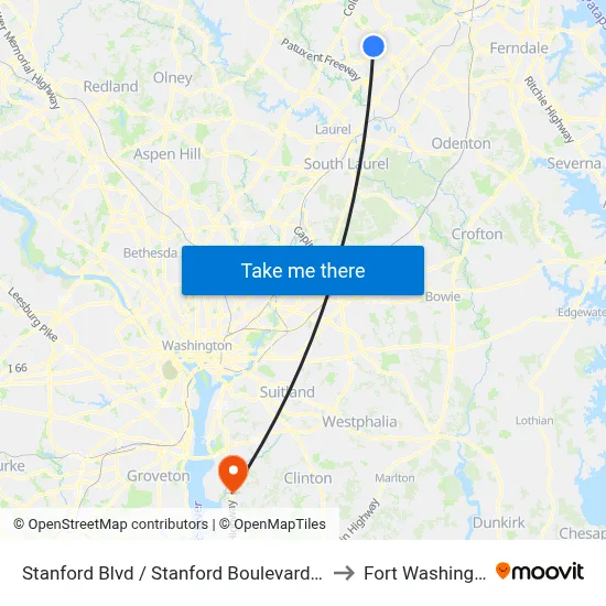 Stanford Blvd / Stanford Boulevard Cir (Westbound) to Fort Washington, MD map