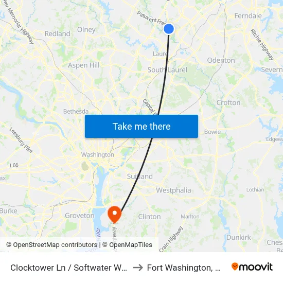 Clocktower Ln / Softwater Way to Fort Washington, MD map