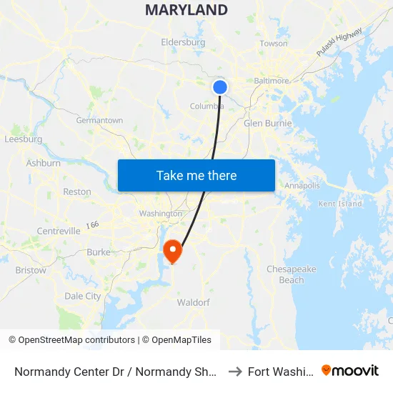 Normandy Center Dr / Normandy Shopping Center (Northbound) to Fort Washington, MD map