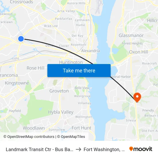 Landmark Transit Ctr - Bus Bay B to Fort Washington, MD map