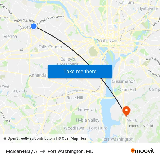 Mclean+Bay A to Fort Washington, MD map