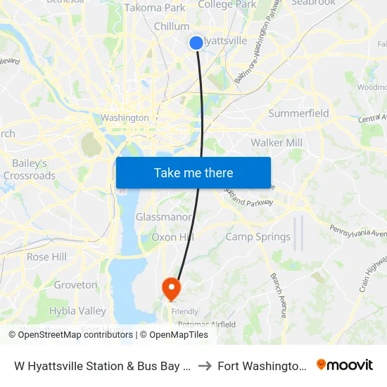 W Hyattsville Station & Bus Bay A, D, E, F to Fort Washington, MD map