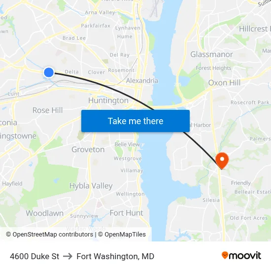 4600 Duke St to Fort Washington, MD map