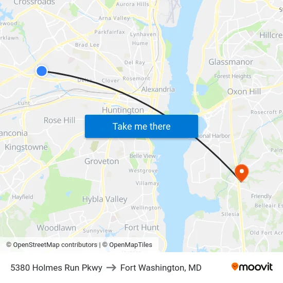 5380 Holmes Run Pkwy to Fort Washington, MD map