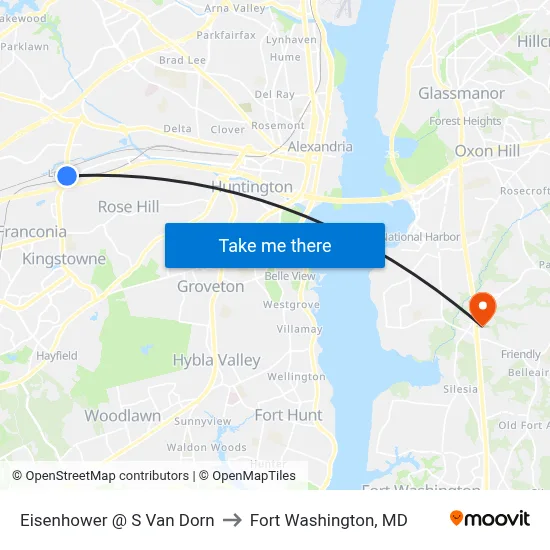 Eisenhower @ S Van Dorn to Fort Washington, MD map