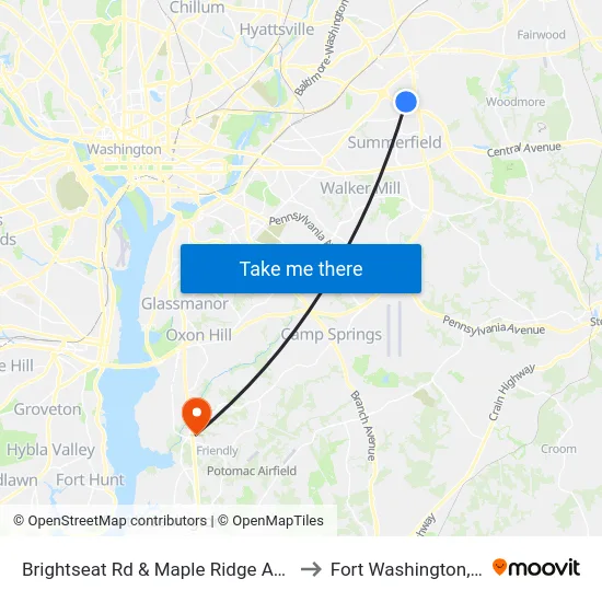 Brightseat Rd & Maple Ridge Apts #2 to Fort Washington, MD map