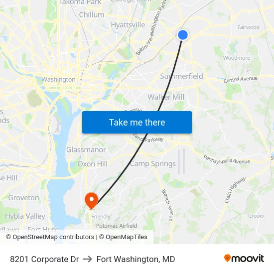 8201 Corporate Dr to Fort Washington, MD map