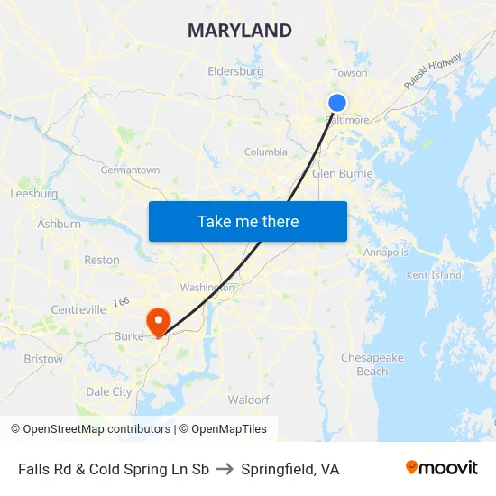 Falls Rd & Cold Spring Ln Sb to Springfield, VA map