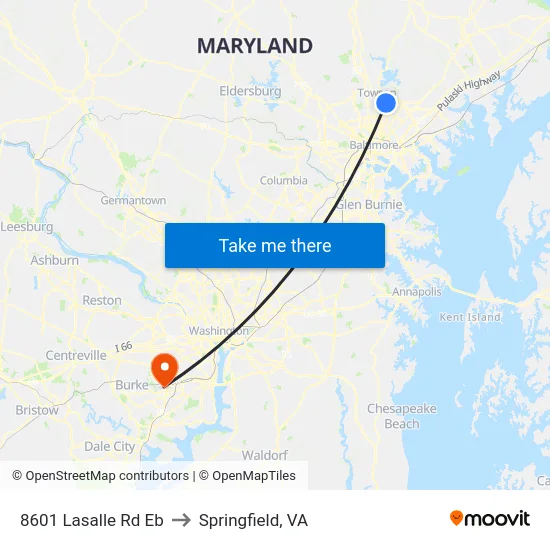 8601 Lasalle Rd Eb to Springfield, VA map