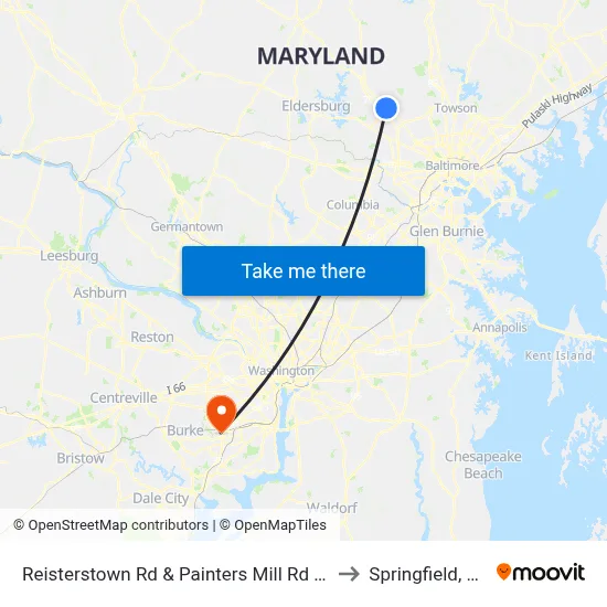 Reisterstown Rd & Painters Mill Rd Sb to Springfield, VA map
