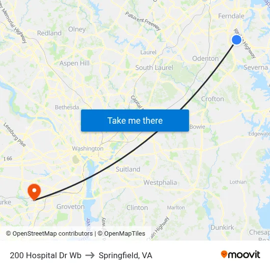 200 Hospital Dr Wb to Springfield, VA map