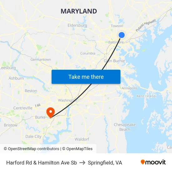Harford Rd & Hamilton Ave Sb to Springfield, VA map