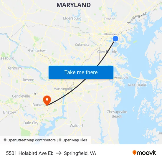 5501 Holabird Ave Eb to Springfield, VA map