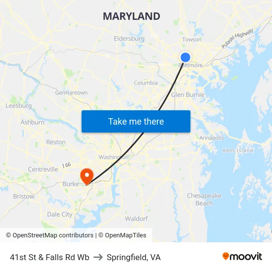 41st St & Falls Rd Wb to Springfield, VA map