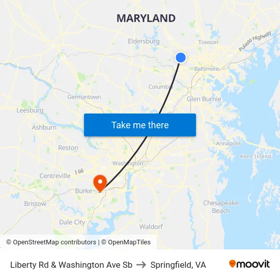 Liberty Rd & Washington Ave Sb to Springfield, VA map