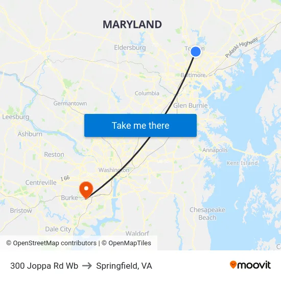 300 Joppa Rd Wb to Springfield, VA map
