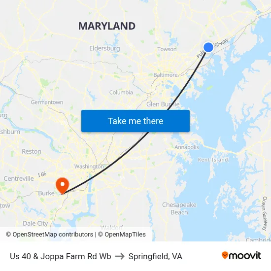Us 40 & Joppa Farm Rd Wb to Springfield, VA map