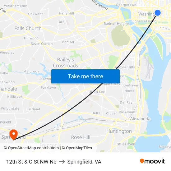 12th St & G St NW Nb to Springfield, VA map