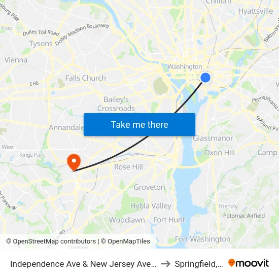 Independence Ave & New Jersey Ave SE Eb to Springfield, VA map